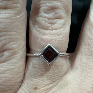 Elegant Silver and Red Gemstone Ring